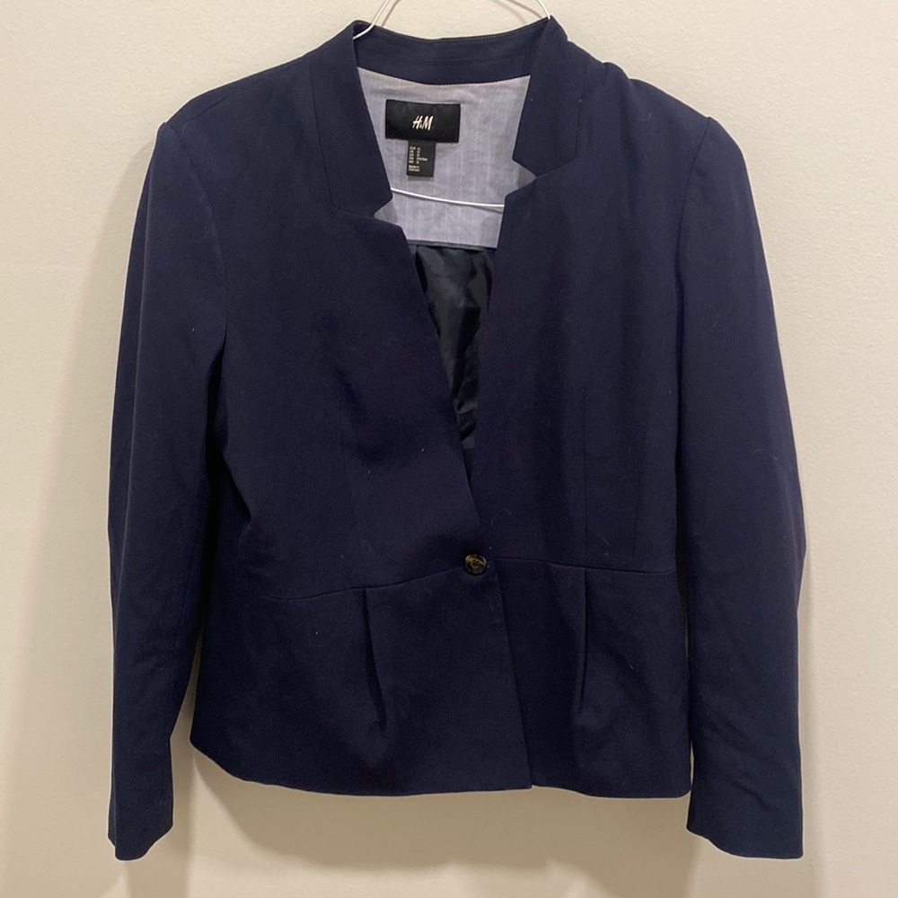 H&M Navy Blazer with button and slight shoulder padding